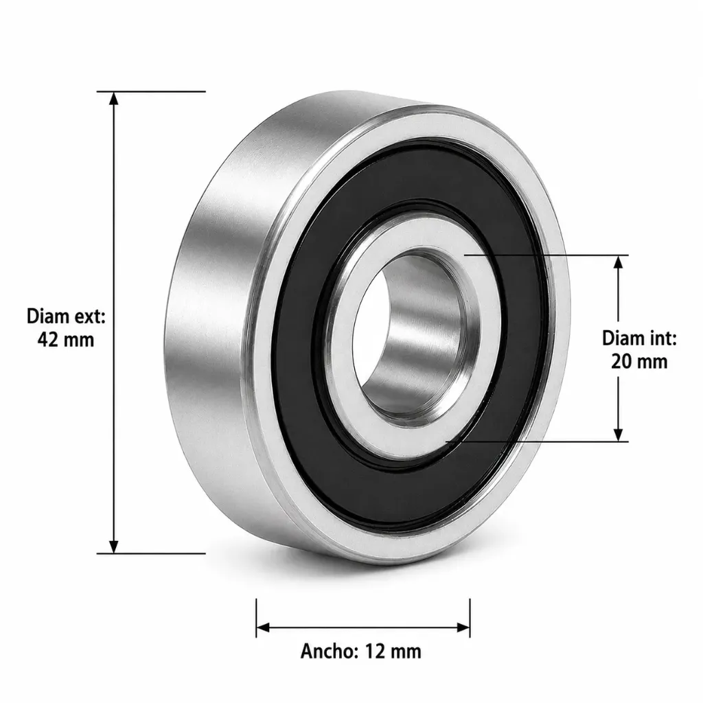 6004-2RS - BALERO RIGIDO DE BOLAS 20 X 42 X 12 MM DOBLE SELLO
