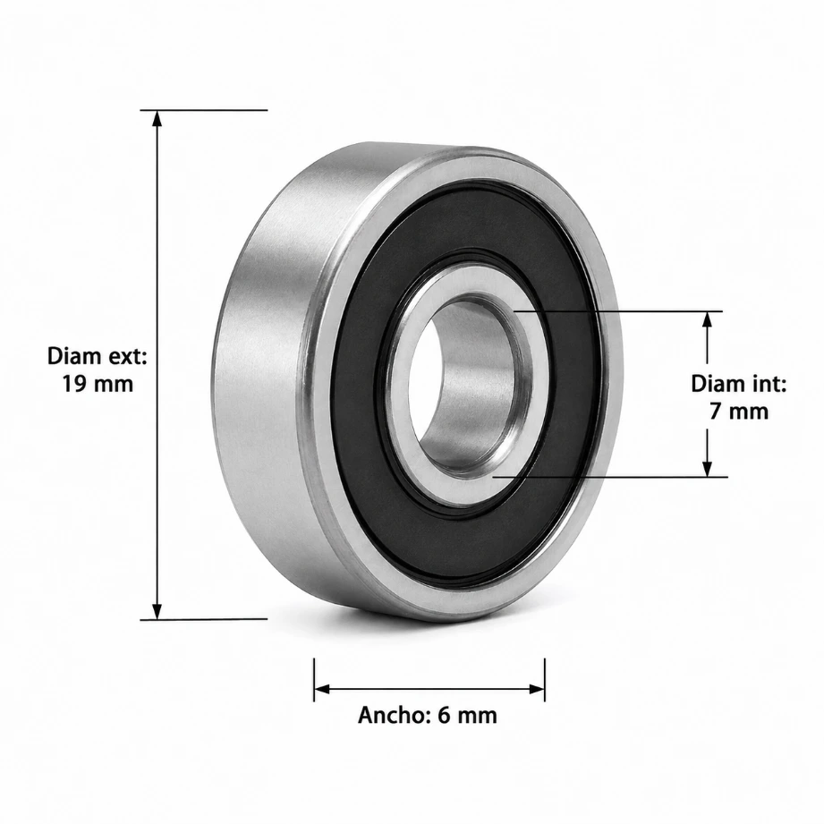 607-2RS - BALERO MINIATURA RIGIDO DE BOLAS 7 X 19 X 6 MM DOBLE SELLO