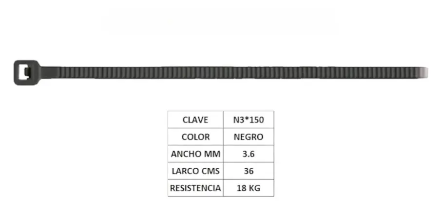 [N3*150] N3*150 - CINCHO ANCHO 4MM X LARGO 30 CM NEGRO.