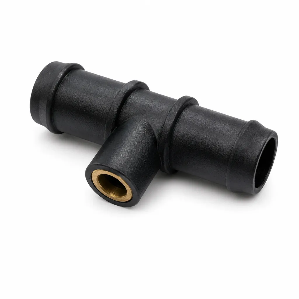 Q627 - T CON ROSCA DE BRONCE 3/4" PARA BULBO VW CARIBE P/MANGUERA 1/4"